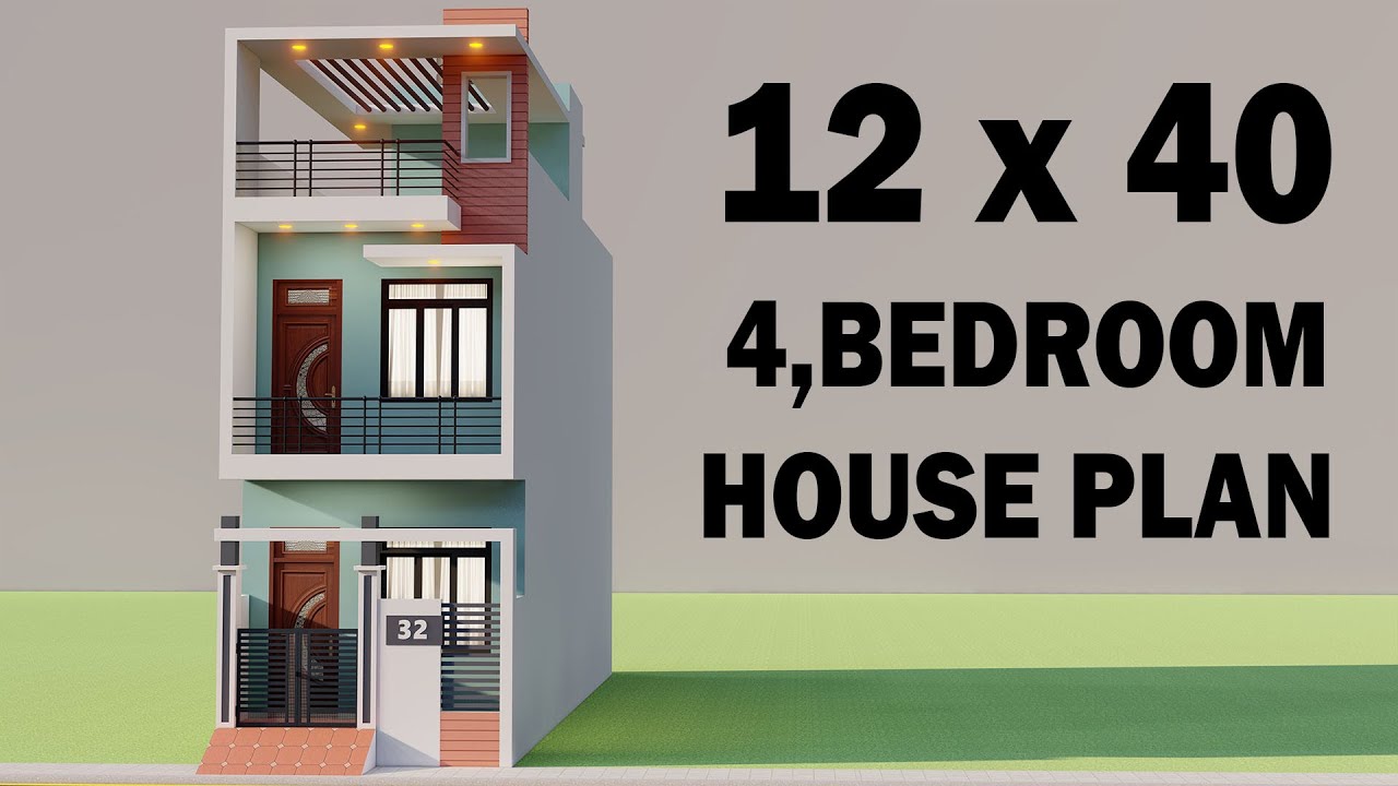 12 by 40 4 Bedroom Duplex House Design,दो मंजिल का शानदार मकान का नक्शा