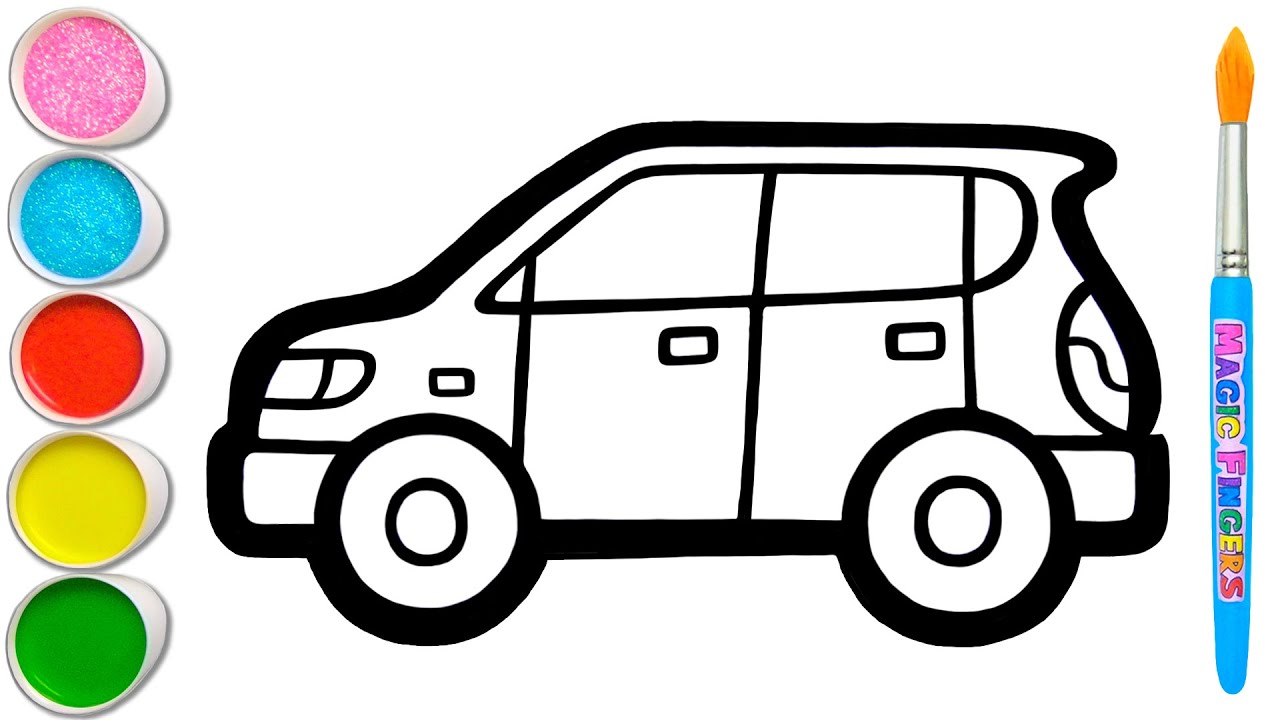 Menggambar, Melukis dan Mewarnai Mobil untuk Balita, Anak | Tips Melukis Mudah #177