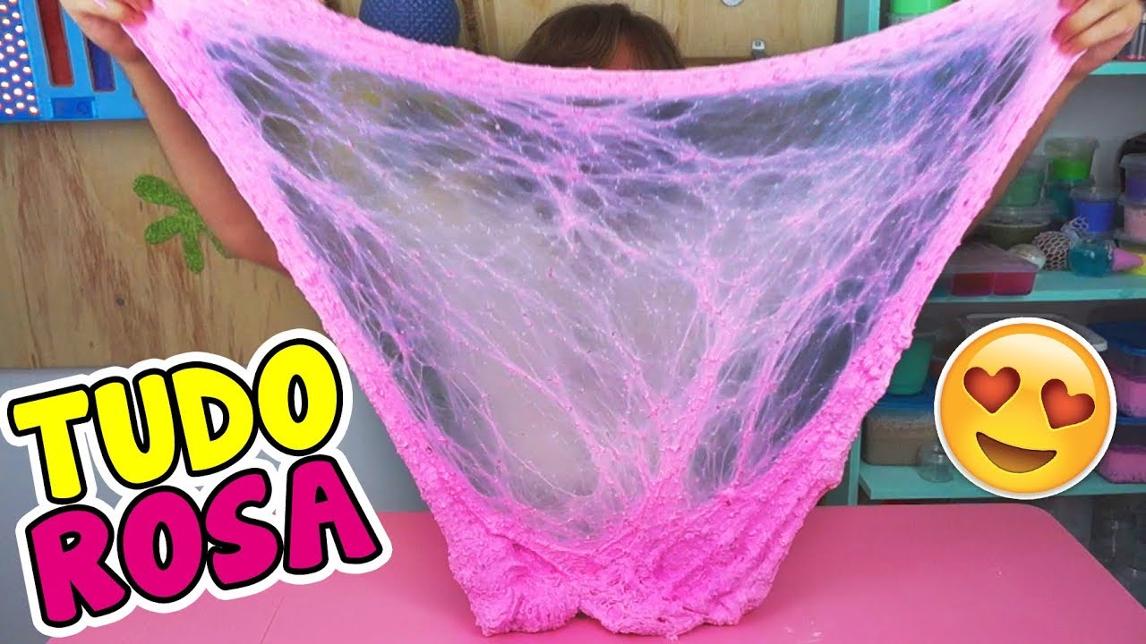FIZ UMA SLIME COM TODOS OS INGREDIENTES NA COR ROSA | TIO LUCAS