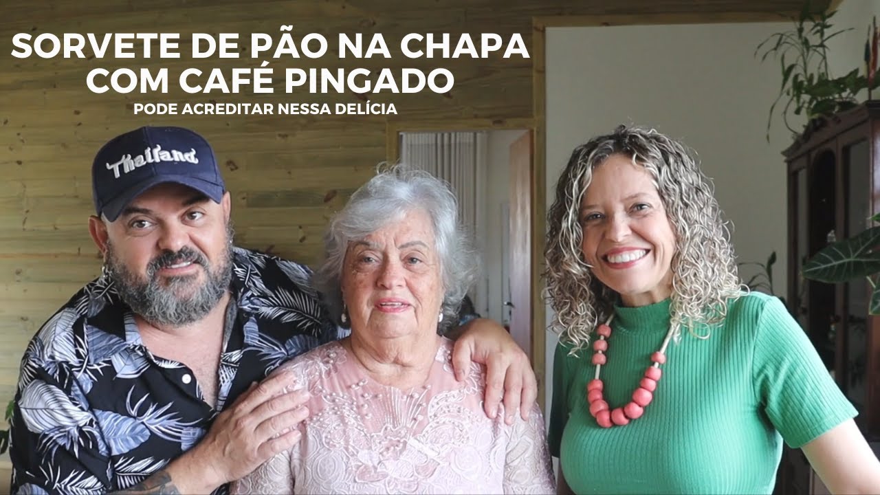 Sorvete de pão na chapa e café pingado
