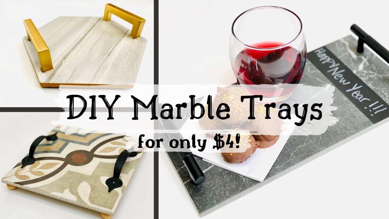 Easy and Affordable DIY Marble Glam Tray! DIY Farmhouse Decor Tray / Last Minute Christmas Gift 2021