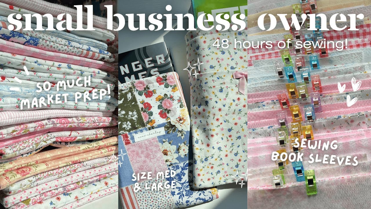 48 HOURS OF SEWING!🎧🧵👏🏻 // sewing so many book sleeves for upcoming markets!