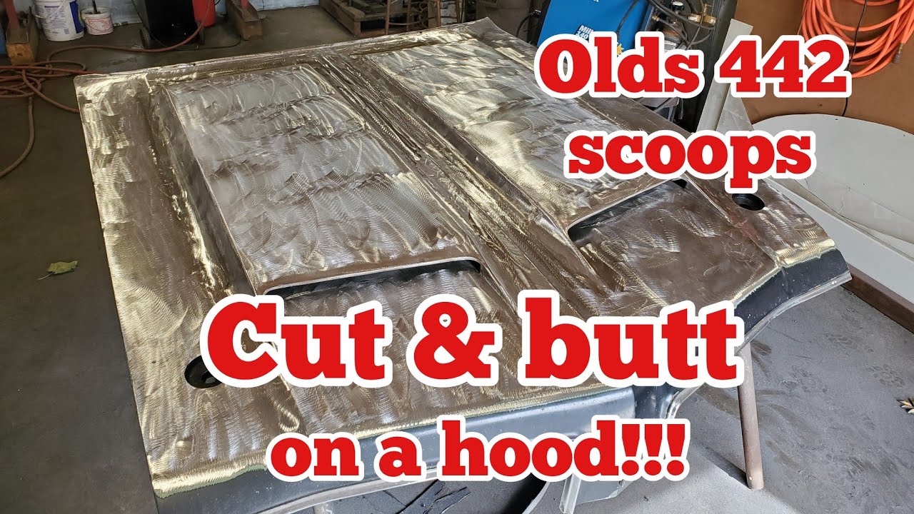 Olds 442 scoops. Cut & butt on a hood!!!