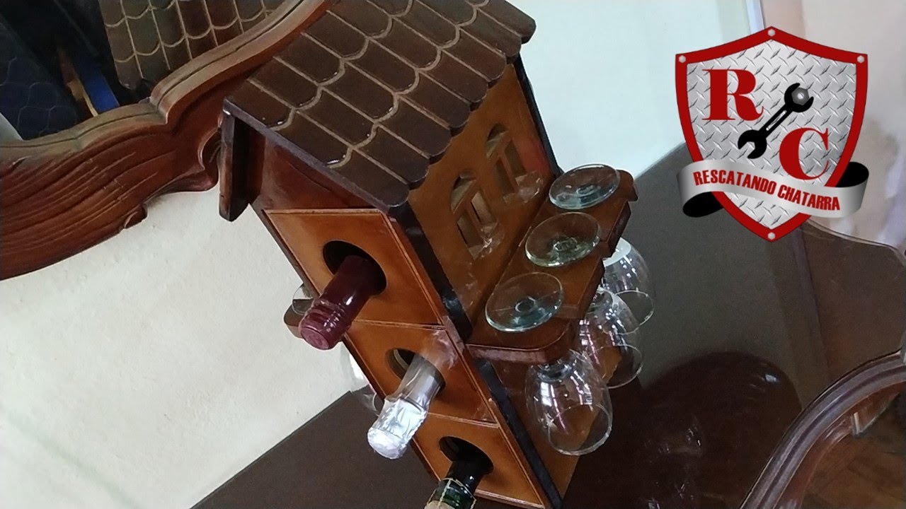 Como hacer Vinera de Madera con porta copas
