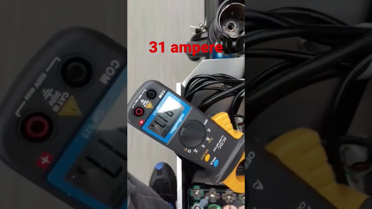misurazione assorbimento corrente motore 1000 watt  31 ampere x 48 volt=        1488 watt