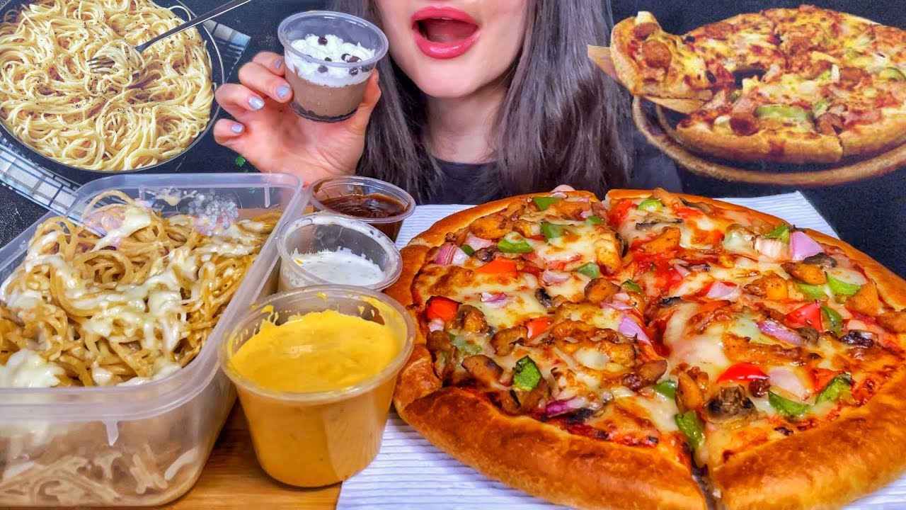 ASMR CHICKEN PIZZA + CHEESY PASTA NOODLES + CHOCOLATE DESSERT MUKBANG (No Talking) EATING FOOD