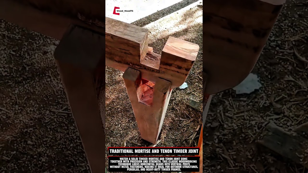 Traditional Mortise and Tenon Timber Joint #woodworking #carpentry #satisfying #woodscraft