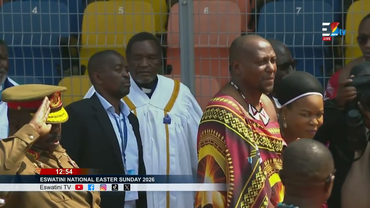 His Majesty King Mswati III's arrival for the Eswatini National Easter Sunday Service