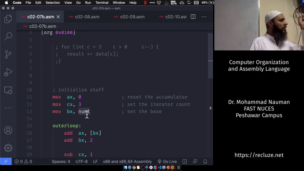 Computer Organization and Assembly Language 07 - More Addressing, CMP and Jumps (Urdu)