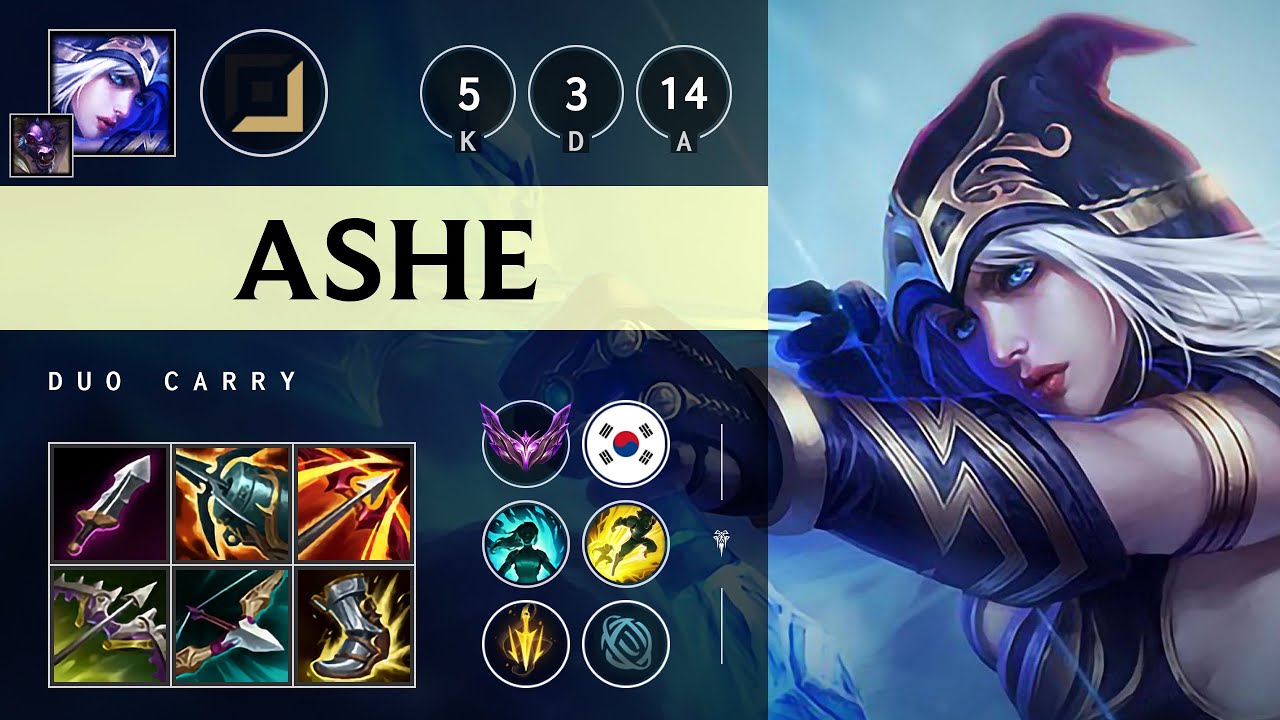 Ashe ADC vs Ezreal: Killing spree - KR Master Patch 14.24