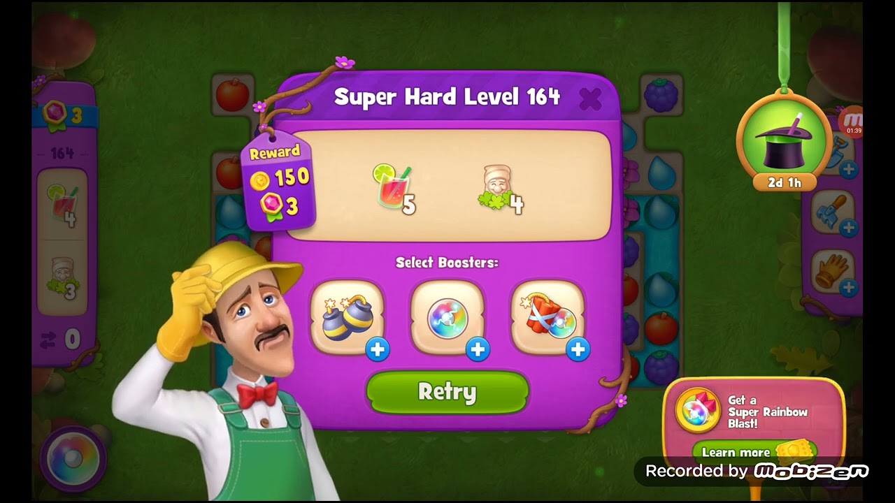 Gardenscapes Level 164 - Fail