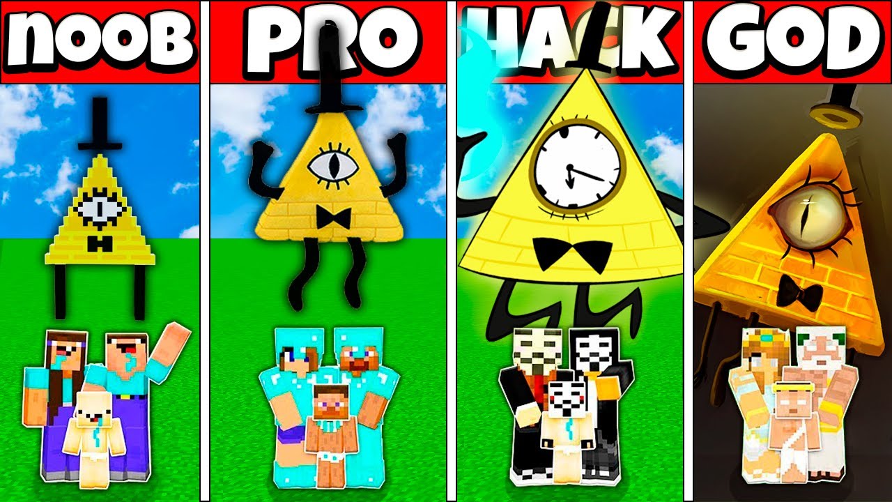 Minecraft Battle FAMILY BILL CIPHER HOUSE BUILD CHALLENGE NOOB vs PRO vs HACKER vs GOD Animation