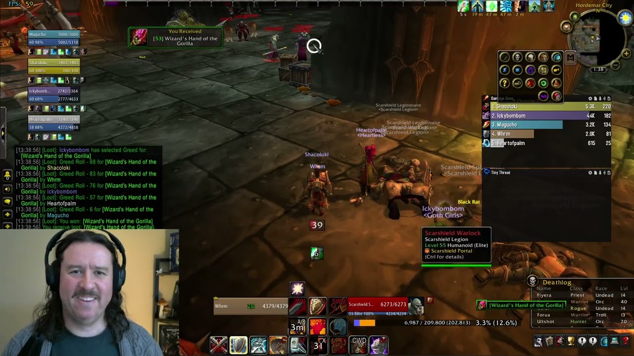 Hardcore Classic WoW LBRS 🍄 Level 59 DEEP PROT Warrior Tank - Self Found