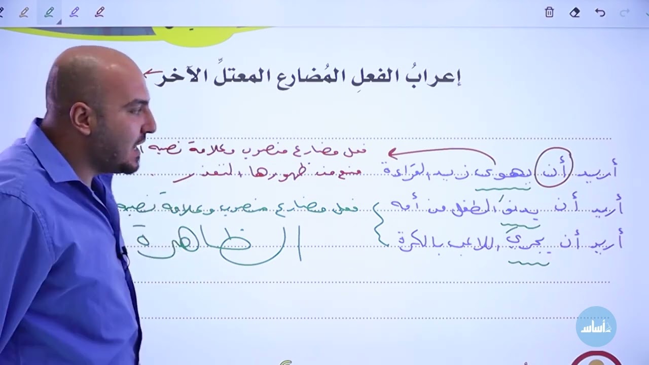 الفعل المضارع المعتل الآخر - الصف السابع - الأستاذ إبراهيم حجاج