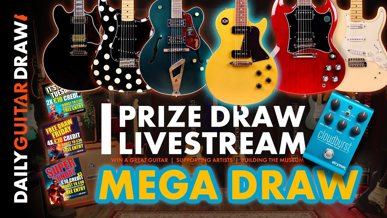 240 Fender Ed O'brien & 10 more DAILY GUITAR DRAW Competition Prize Draw Live 01/07/2025 16.00 UK
