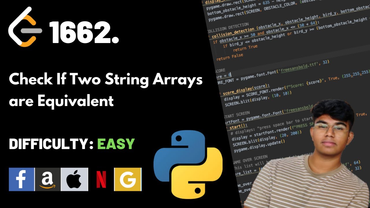 Check If Two String Arrays are Equivalent | Leet code 1662 | Theory explained + Python code