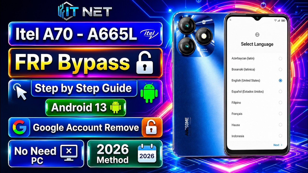 Itel A70 [ Itel A665L ] FRP Bypass Android 13 without PC | 2026 Latest Method Step by Step Guide