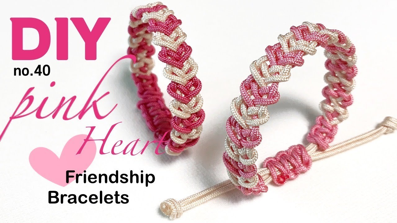 핑크하트 매듭팔찌 만들기💕Heart Friendship bracelet 幸運手環 Pulsera de nudo マクラメブレスレット| soDIY #40