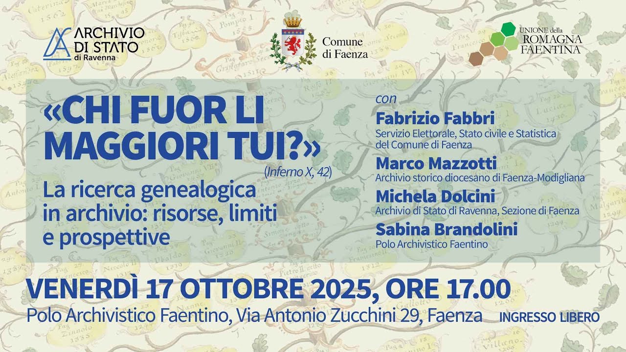 «Chi fuor li maggiori tui?», la ricerca genealogica al Polo Archivistico Faentino