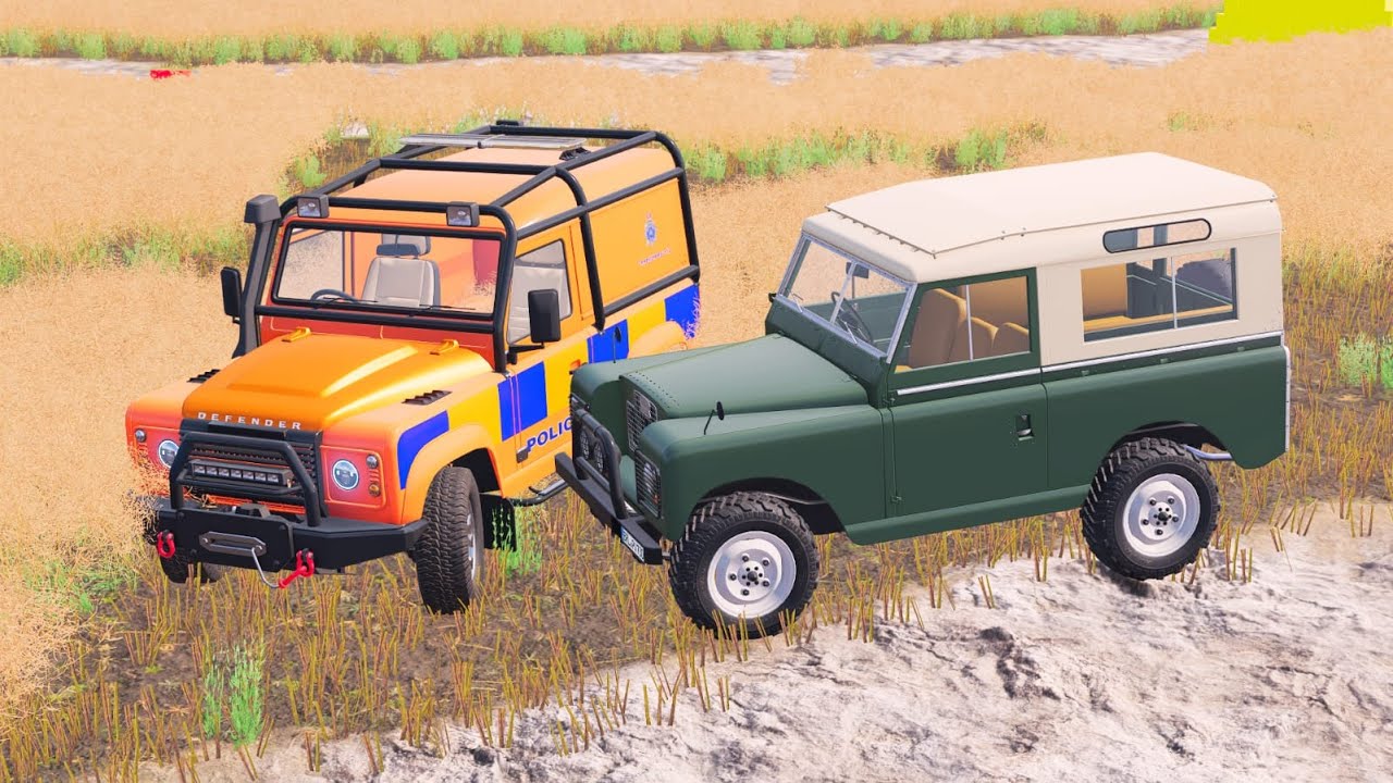 FS22 Police Defender vs Classic Land Rover &ndash; Extreme Offroad Crash Test