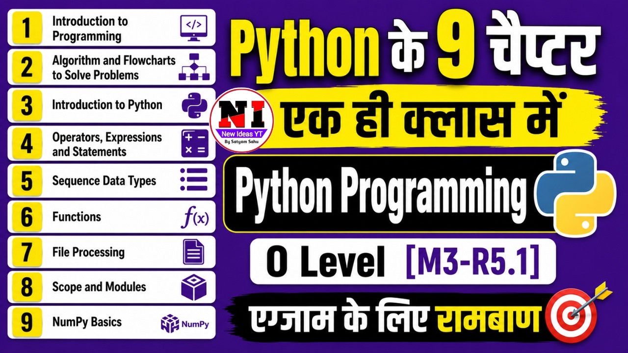 Complete Python in One Video | Python Programming(M3-R5.1) O Level | python in one video