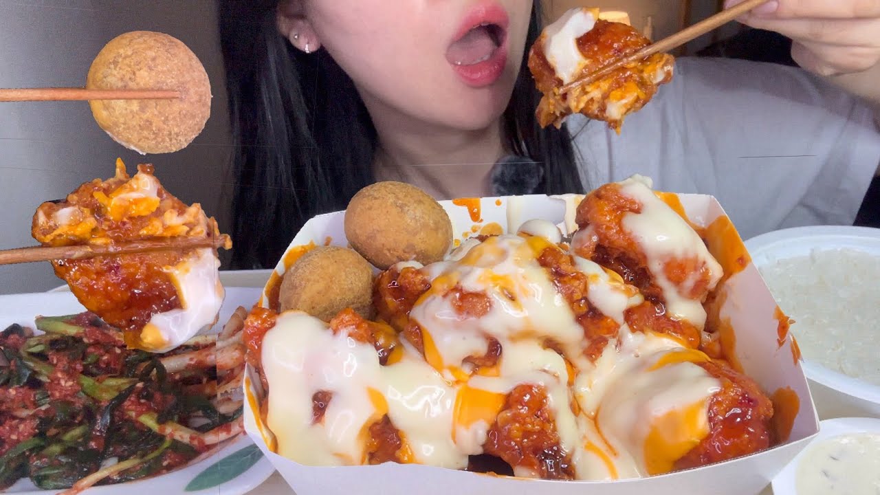 맘스터치 핫치즈 빅싸이순살 먹방 