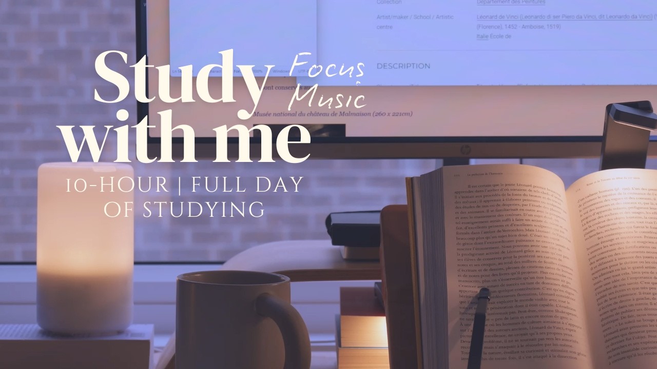 📚 10-HOUR STUDY WITH ME | 🎵 Music for Deep Focus | 🔥 Fireplace Sounds | Pomodoro 50/10