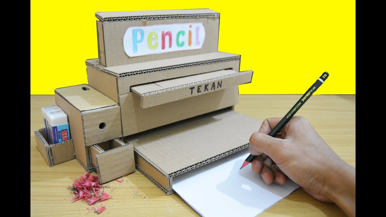 KEREN! DARI SELEMBAR KARDUS MENJADI MESIN PENSIL DAN SERUTAN OTOMATIS-Anak Sekolah Wajib Nonton