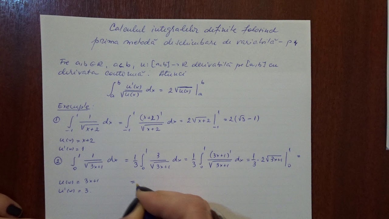 Calculul integralelor definite - Prima metoda de schimbare de variabila -p4