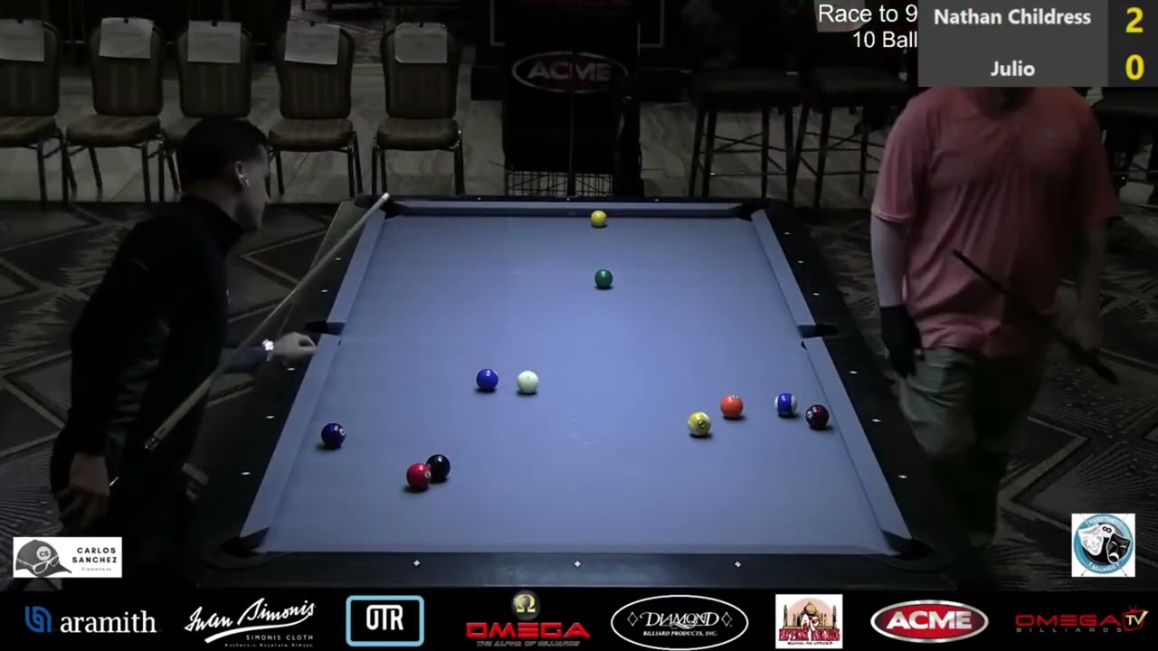 Nathan Childress vs Julio - 10 Ball - Race to 9