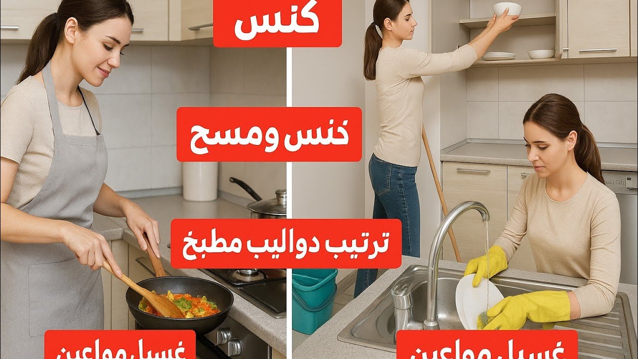    جوله داخل مطبخي 🔥🔥وإزاي بنظم وقتى من طبخ وتنظيف  في نفس الوقت ب ٣ تركات بسيطة 