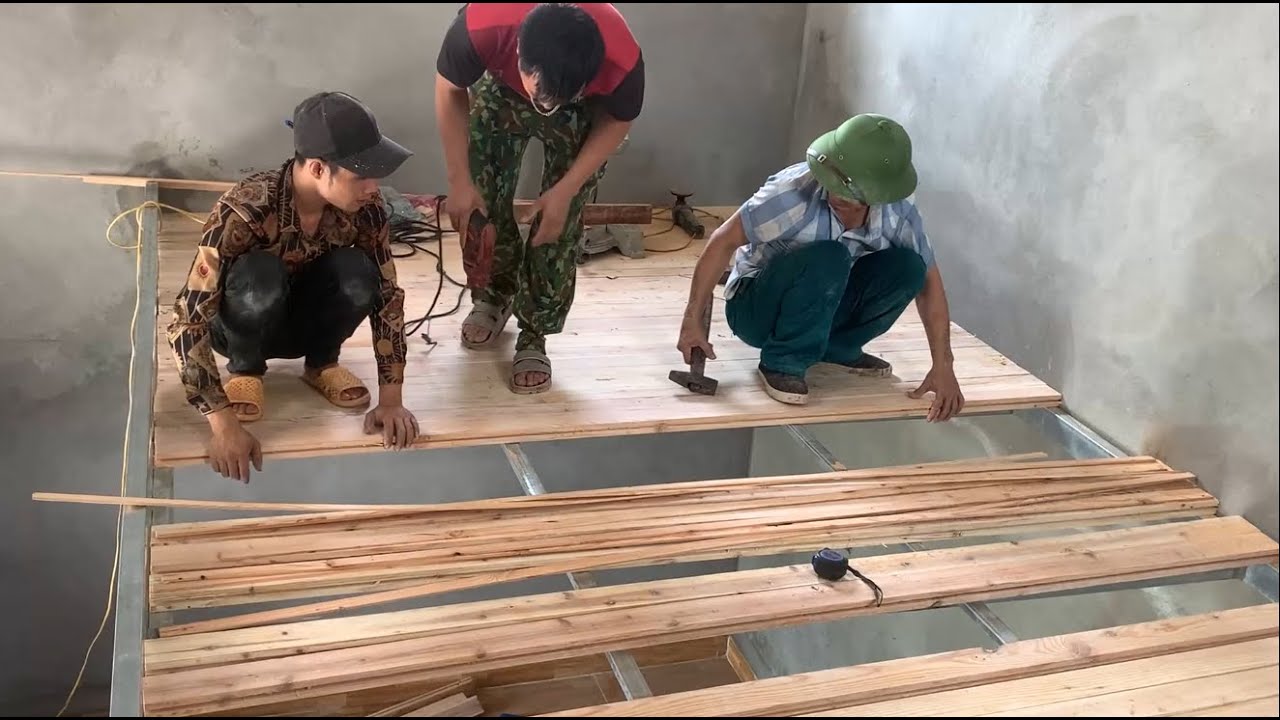 Building a Loft For Bedroom Flooring With Pine Wood || How to Install Wood Floors Step by Step