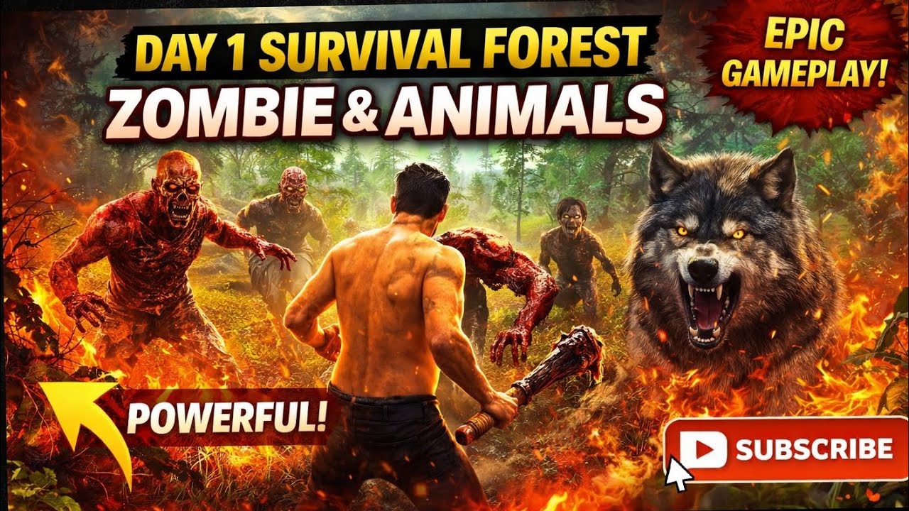 Day 1_Survival In Forest Zombies And Animal Attack Survival Game  Powerful Epic Gameplay #viralvideo