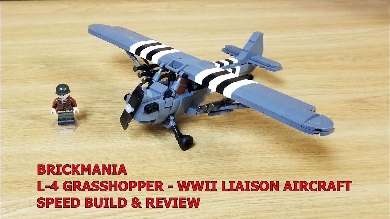 BRICKMANIA L-4 GRASSHOPPER - Связной самолет времен Второй мировой войны, быстрая сборка и обзор.