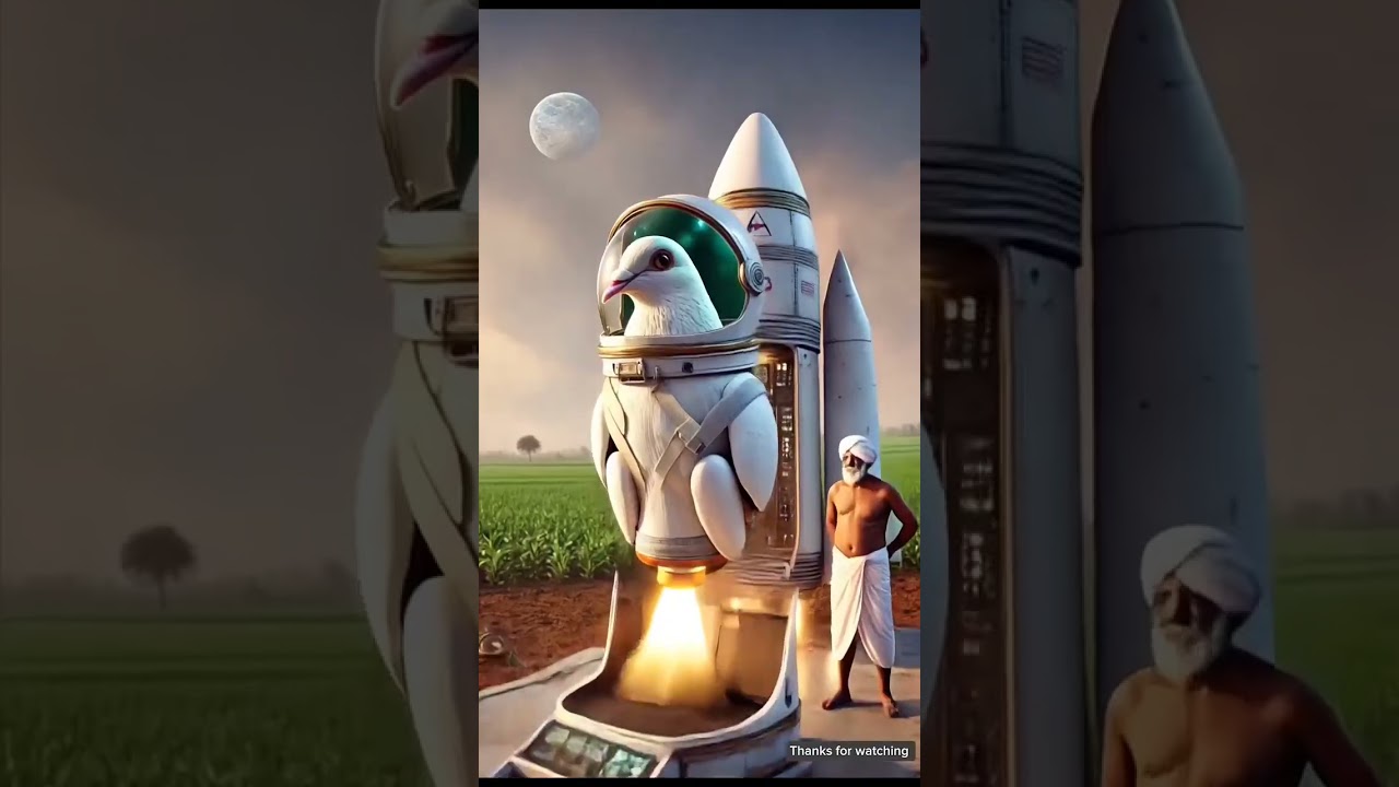 Pigion and farmer going to space🕊