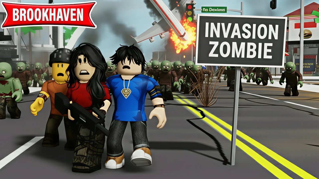 ON A SURV&Eacute;CU &Agrave; UNE INVASION DE ZOMBIES SUR BROOKHAVEN ROBLOX !