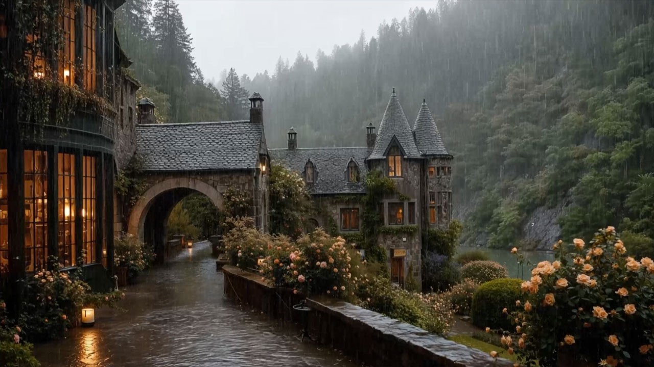 Silent Gothic Castle in Mountain Rain | Dark Academia Music for Writing, Reading & Night Study