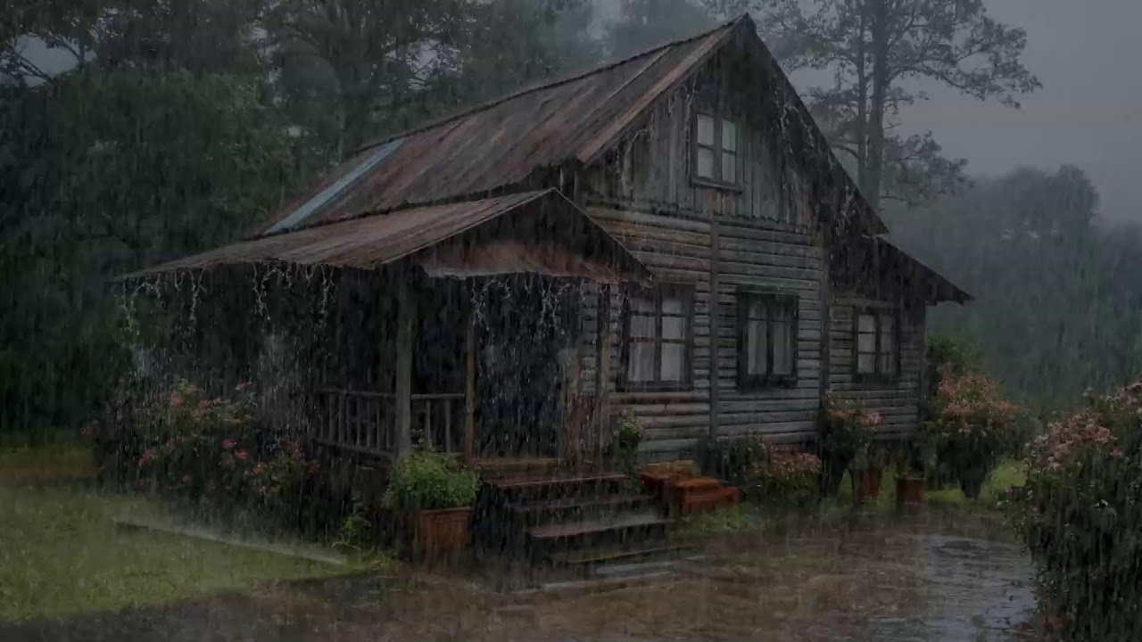 Rain sounds calming mind and guiding sleep toward deep serene silence