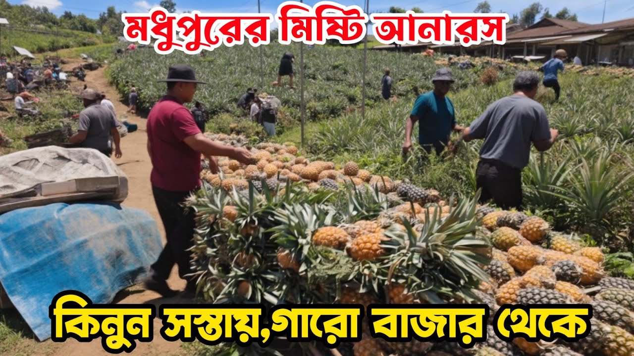 🍍মধুপুরের আনারস।।পাইকারি দামে কিনুন টাটকা আনারস।। Madhupur Pineapple market.