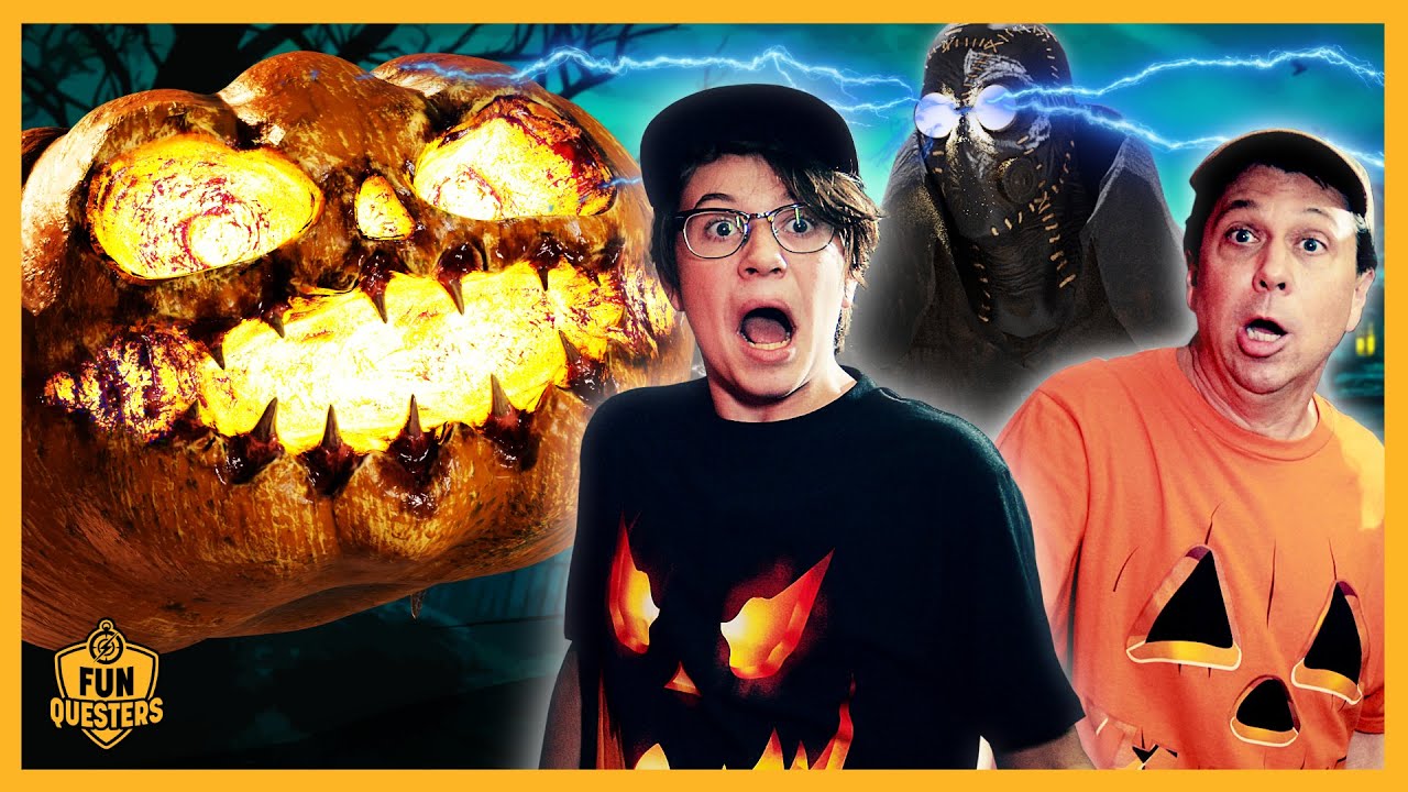 Halloween Monster Crabs & Scary Pumpkin Head Ghost Battle FunQuesters Aaron & LB!