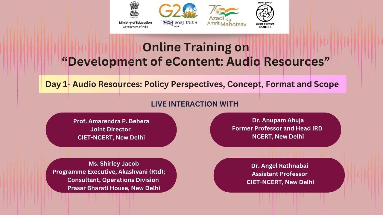 Online Training : Audio resources: Policy Perspectives, Concept, Format and Scope