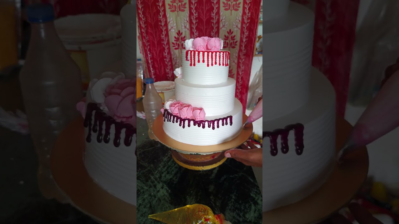 Amazing colourful step cake banaya hai 