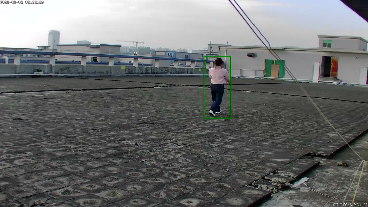 Tsingview 4K 25fps 30X Optical Zoom AI Auto-Tracking PTZ Camera CH-PV6A30X80-AI Day time Footage