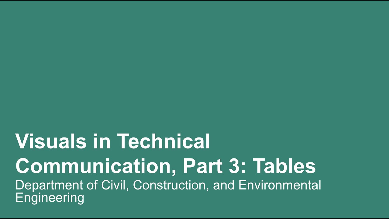 Visuals in Technical Communication, Part 3: Tables
