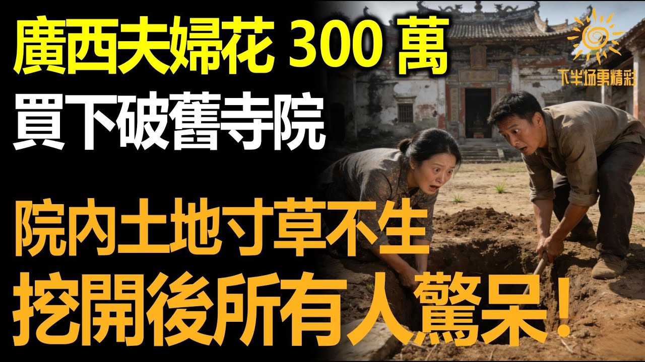廣西夫婦300萬買下破舊寺院，院內土地寸草不生，挖開後所有人嚇呆