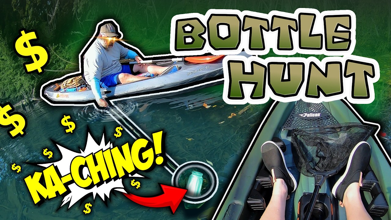 Fishing for RARE Bottles on KAYAKS 🐟 Pelican Motion 100X & Ozark Trail Angler 10 🌊 LIVE RIVER HUNT 💰