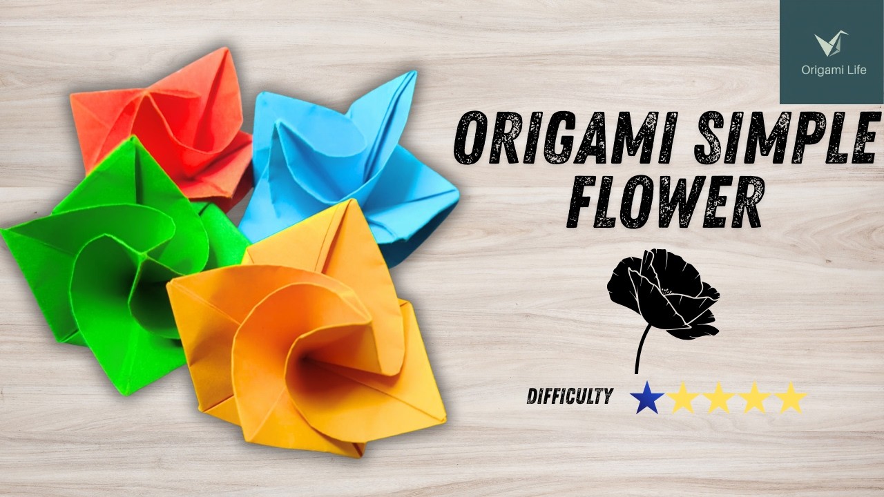 How to make Simple Origami flower perfect for Decor|| NO GLUE ||NO CUT||