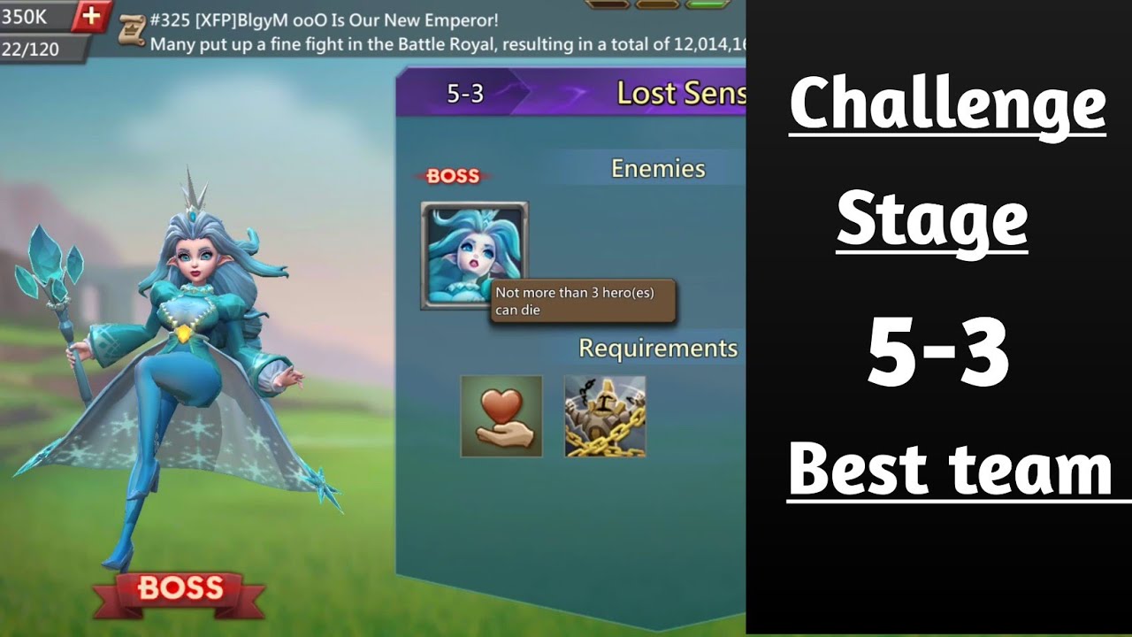 Lords mobile Challange stage 5-3 f2p|Lost Senses challange stage 5-3 best f2p team