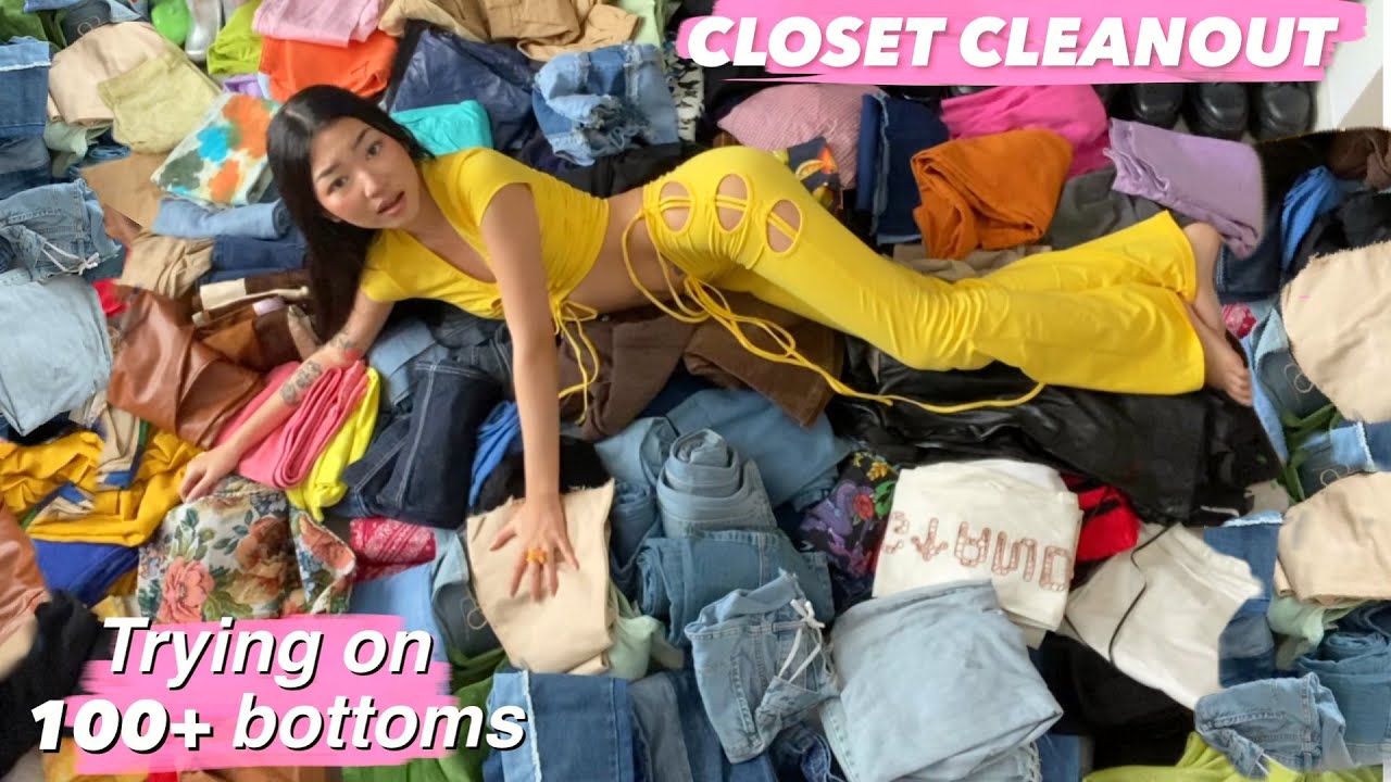 Trying on all my pants ✨ CLOSET CLEAN OUT ( part 2)