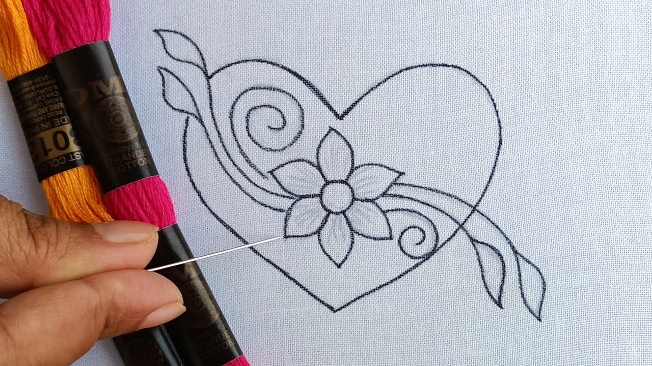 most beautiful love shape heart design for napki rumal hoop art valentine embroidery